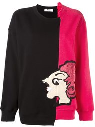 двухцветная толстовка с нашивкой MSGM