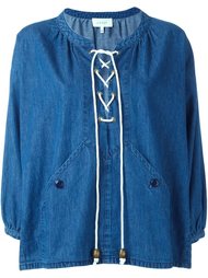 lace-up denim blouse The Great