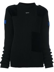 вязаный джемпер с бархатными вставками Off-White