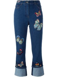 джинсы с вышивкой бабочек Valentino