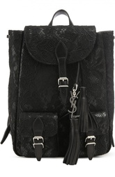 Кожаный рюкзак Festival с отделкой кружевом Saint Laurent
