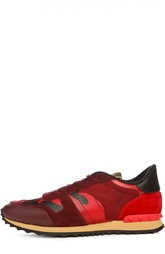 Комбинированные кроссовки Rockrunner с камуфляжным принтом Valentino