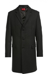 Шерстяное однобортное пальто Hugo