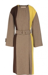 Пальто прямого кроя с круглым вырезом и контрастными вставками Marni