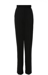 Широкие брюки прямого кроя с завышенной талией и защипами Lanvin