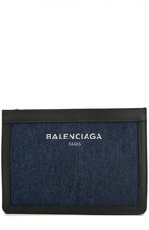 Клатч из денима с кожаной отделкой Balenciaga