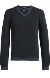 Шерстяной пуловер фактурной вязки HUGO BOSS Black Label