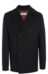 Двубортное шерстяное пальто с отложным воротником Balenciaga