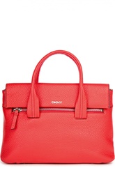 Кожаная сумка-тоут с карманом на молнии DKNY