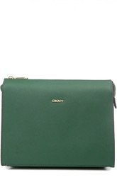 Кожаная сумка на молнии с внешним карманом DKNY