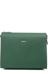 Кожаная сумка на молнии с внешним карманом DKNY