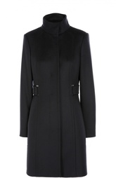 Приталенное шерстяное пальто с высоким воротником HUGO BOSS Black Label