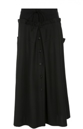Шерстяная юбка-макси А-силуэта с эластичным поясом Yohji Yamamoto