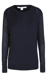 Шерстяной пуловер с круглым вырезом и перфорацией Diane Von Furstenberg