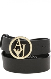 Кожаный ремень с логотипом бренда Armani Jeans