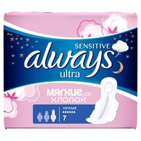 ALWAYS Ultra Sensitive Женские гигиенические прокладки Night Single 7 шт.