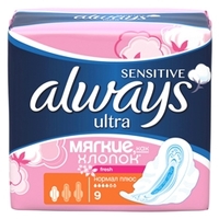 ALWAYS Ultra Sensitive Fresh Женские гигиенические прокладки Normal Plus Single 9 шт.