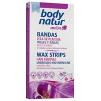 BODY NATUR Восковые полоски для депиляции для зоны бикини и подмышек Орхидея и Полинезия 12 шт. + 2 салфетки