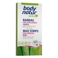 BODY NATUR Восковые полоски для тела для нормальной и сухой кожи с Алоэ и Арганом 16 шт. + 2 салфетки