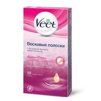 VEET Восковые полоски для депиляции с ароматом Бархатной розы и эфирными маслами 10 шт.