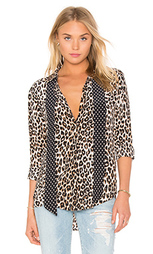 Блуза в леопардовых принтах с завязкой на шее slim signature - Equipment