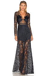 Кружевной вечернее платье с длинным рукавом - Michelle Mason