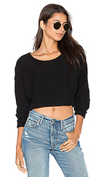 Reversed terry long sleeve crop sweater - Bobi