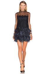 Платье в горошек с отделкой перьями - Red Valentino