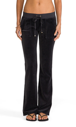 Велюровые брюки-клёш с карманами на кнопках - Juicy Couture