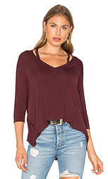 3/4 slit shoulder v neck top - Michael Stars