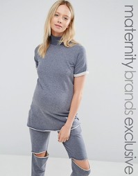 Свитшот с короткими рукавами и высоким воротом Bluebelle Maternity - Синий