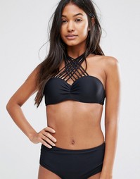 Бикини топ-халтер с перекрестными лямками спереди Missguided - Черный