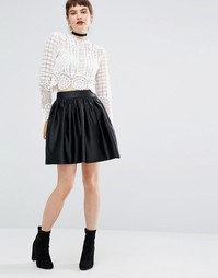 Пышная атласная мини-юбка Miss Selfridge - Черный