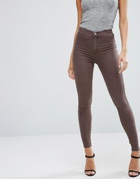 Выбеленные джеггинсы кофейного цвета с завышенной талией ASOS Rivington - Коричневый