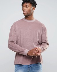 Розовый махровый oversize-свитшот ASOS - Розовый