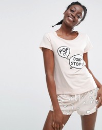 Пижамный комплект с шортами Monki - Синий