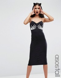 Платье миди с принтом рук скелета ASOS TALL HALLOWEEN - Черный