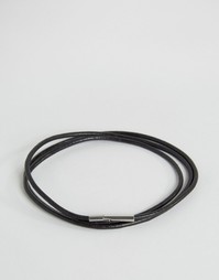 Seven London Minimal Leather Wrap Bracelet In Black - Черный