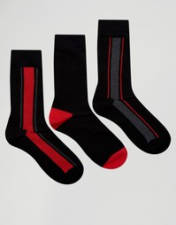 Pringle Vertical Stripe In 3 Pack Socks Black - Черный