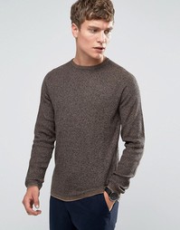 Трикотажный джемпер с круглым вырезом Selected Homme - Коричневый