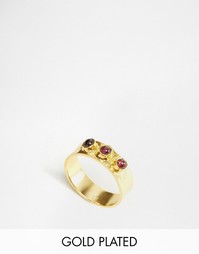 Позолоченное фактурное кольцо с гранатом Mirabelle - Золотой