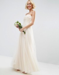 Сетчатое платье‑бандо макси со сборками ASOS BRIDAL - Белый