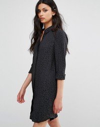 Жаккардовое платье‑рубашка с цветочным рисунком BCBG Generation - Черный