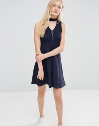 Короткое приталенное платье с молнией спереди Daisy Street - Темно-синий