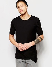 Черная футболка с асимметричной вставкой Weekday Gino - Черный