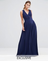 Платье макси с запахом и складками TFNC WEDDING - Темно-синий