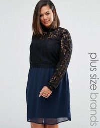 Платье с кружевным топом Junarose Plus Tiva - Темно-синий