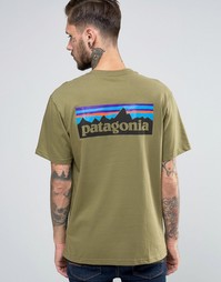 Зеленая футболка классического кроя с логотипом P6 Patagonia - Зеленый