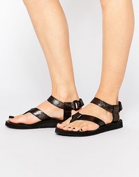 Кожаные сандалии с эффектом металлик Teva Original - Черный