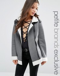 Куртка из полиуретана с искусственной овечьей шерстью Glamorous Petite - Серый